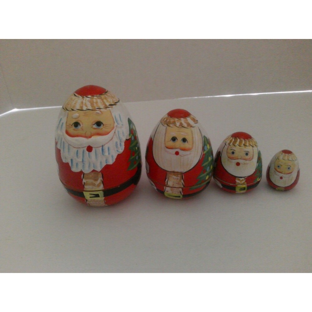 Egg-Shaped Santa Claus Nesting Doll, 1990s Set 4